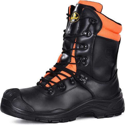 أحذية عمل بالمنشار من جلد البقر من الدرجة الأولى - أحذية أمان بغطاء من الصلب من الدرجة الأولى من الدرجة الأولى، أحذية أمان من كيفلار للرجال مع نعال مقاومة للانزلاق in Kuwait