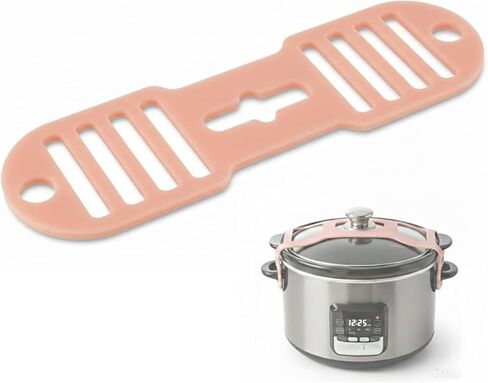 Silicone Lid Lock Strap for Crockpot Slow Cooker (6/7/8 Quart) - Universal Rubber Band Secure Lid Holder | Heat-Resistant, No-Spill Design Transport Accessories(Black) in Kuwait