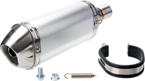 Dirt Bike Exhaust, Pit Bike Exhaust Muffler Silencer for 50 70 110 125 140 150 160cc Dirt Pit Bikes(Silver) in Saudi Arabia
