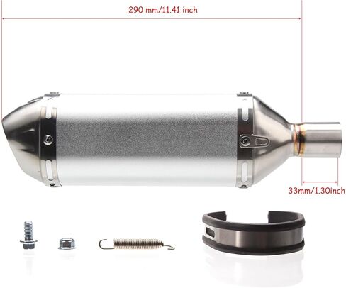 Dirt Bike Exhaust, Pit Bike Exhaust Muffler Silencer for 50 70 110 125 140 150 160cc Dirt Pit Bikes(Silver) in Saudi Arabia