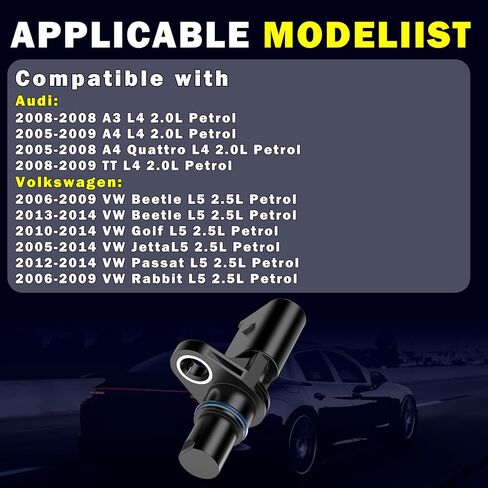 مستشعر موضع عمود الحدبات للمحرك متوافق مع Audi A4 2.0L 2005-2009 & TT 2008-2009، VW Jetta Beetle Golf Passat Rabbit 2.5L 2006-2014، 07K907601، 07K907601A، PC672 in Kuwait