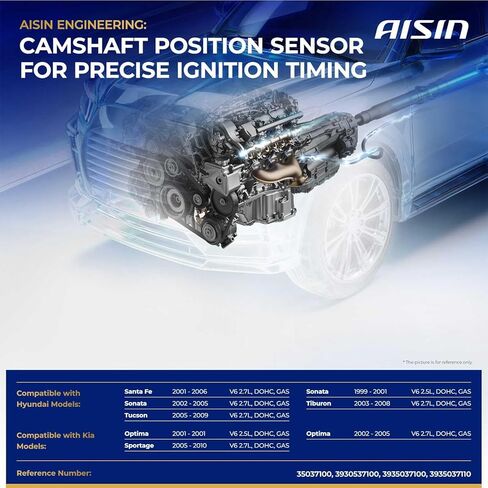 AISIN CMSAZ-00142 Engine Camshaft Position Sensor - Compatible with Hyundai Sonata 1999-2005, Santa Fe 2001-2006, Tucson 2005-2009, Tiburon 2003-2008, Kia Optima 2001-2005, Sportage 2005-2010 in Kuwait