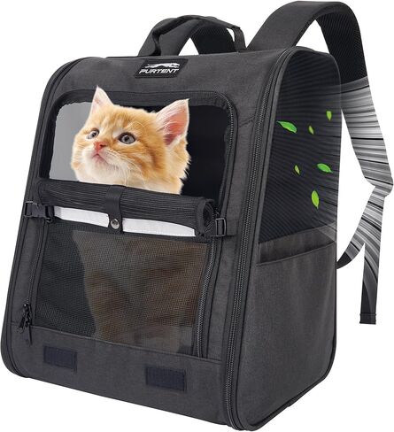 Cat Backpack Carrier with Ventilation Mesh and Safety Leash, Lightweight Dog Travel Backpack with Pockets, Reflective Strip, and Removable Mat,Hiking and Outdoor Use,Blue in Kuwait