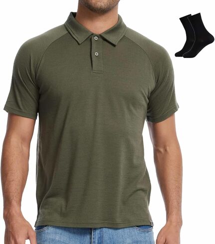 MERINNOVATION Merino Wool Polo Shirt Men - 100% Merino Wool Shirts for Men Anti-Odor Short Sleeve Wicking Base Layer Polo in Kuwait
