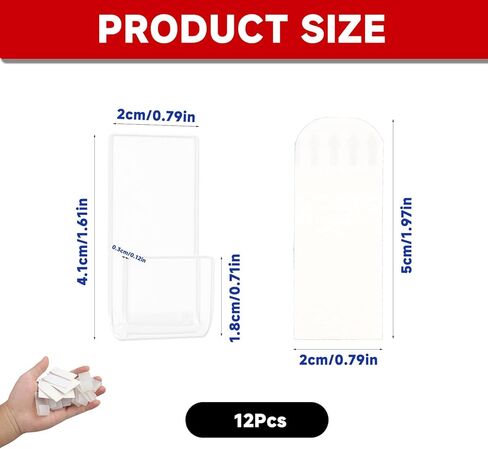 12-Pack Clear Acrylic Vinyl Record Wall Mount, Clear Acrylic Music Album Cover Holder1.57in*0.78in No-Screw Holder for Home/Music Room to Display Vinyl/CD Covers in Kuwait