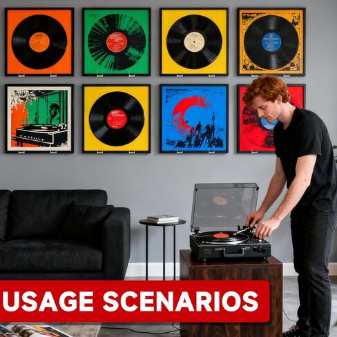 12-Pack Clear Acrylic Vinyl Record Wall Mount, Clear Acrylic Music Album Cover Holder1.57in*0.78in No-Screw Holder for Home/Music Room to Display Vinyl/CD Covers in Kuwait