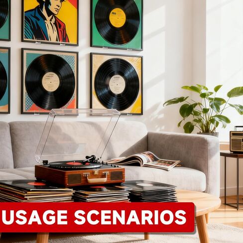 12-Pack Clear Acrylic Vinyl Record Wall Mount, Clear Acrylic Music Album Cover Holder1.57in*0.78in No-Screw Holder for Home/Music Room to Display Vinyl/CD Covers in Kuwait