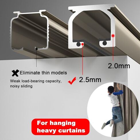 Heavy Duty Aluminum Curtain Track, 50-600cm Adjustable Ceiling & Wall Mounted Rails, Privacy Curtain Brackets for Living Room & Bedroom Decor, Champagne Color, 360cm (11.8ft) in Saudi Arabia
