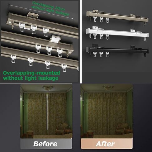 Heavy Duty Aluminum Curtain Track, 50-600cm Adjustable Ceiling & Wall Mounted Rails, Privacy Curtain Brackets for Living Room & Bedroom Decor, Champagne Color, 360cm (11.8ft) in Saudi Arabia