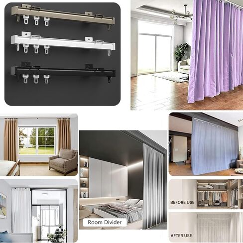 Heavy Duty Aluminum Curtain Track, 50-600cm Adjustable Ceiling & Wall Mounted Rails, Privacy Curtain Brackets for Living Room & Bedroom Decor, Champagne Color, 360cm (11.8ft) in Saudi Arabia