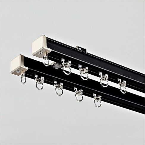 Aluminum Alloy Curtain Track System - 1m (3.3ft) Ceiling or Wall-Mounted Room Divider with Rollers & Installation Kit - Versatile A Wall Color, Ideal for Home & Office Spaces in Saudi Arabia