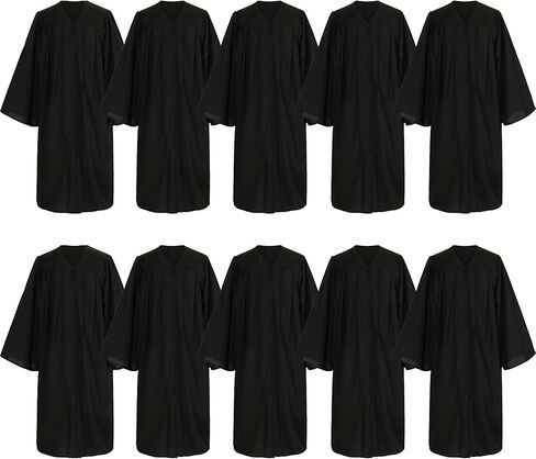 10 قطع من ثوب التخرج غير اللامع للكلية البكالوريوس، رداء جوقة أسود معمودية القس القاضي للبالغين من الجنسين in Kuwait