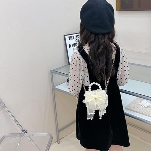 عبوتان من محفظة الفتيات، محفظة للفتيات الصغيرات، محافظ صغيرة للأطفال الصغار مع عقدة على شكل فيونكة، حقائب يد للأميرات أنيقة بمقبض لؤلؤي، سلسلة ذهبية قابلة للفصل in Kuwait