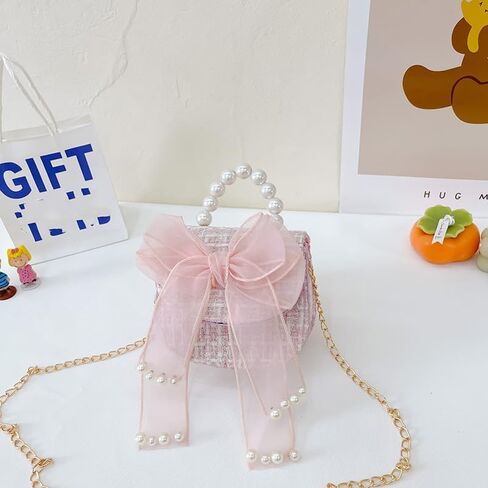 عبوتان من محفظة الفتيات، محفظة للفتيات الصغيرات، محافظ صغيرة للأطفال الصغار مع عقدة على شكل فيونكة، حقائب يد للأميرات أنيقة بمقبض لؤلؤي، سلسلة ذهبية قابلة للفصل in Kuwait