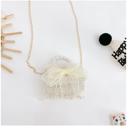 عبوتان من محفظة الفتيات، محفظة للفتيات الصغيرات، محافظ صغيرة للأطفال الصغار مع عقدة على شكل فيونكة، حقائب يد للأميرات أنيقة بمقبض لؤلؤي، سلسلة ذهبية قابلة للفصل in Kuwait