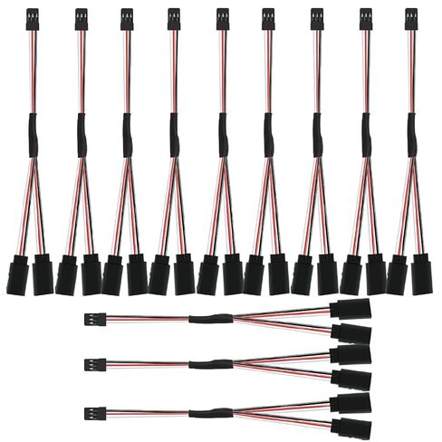 12-Piece Y Connector 3 Pin Plug Splitters Servo Extension Male to Female Servo Extension Cord Wire Cable Compatible with Jst Rc Jr Futaba Rc Car or Airplanes(Male to 2 Female Y Harness) in Saudi Arabia