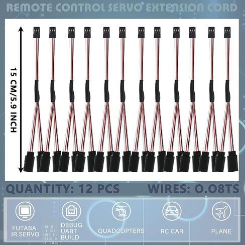 12-Piece Y Connector 3 Pin Plug Splitters Servo Extension Male to Female Servo Extension Cord Wire Cable Compatible with Jst Rc Jr Futaba Rc Car or Airplanes(Male to 2 Female Y Harness) in Saudi Arabia