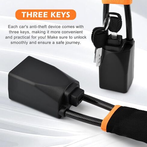 Car Steering Wheel & Seat Belt Lock, Universal Anti-Theft Device Lock with 3 Keys for Car Security Fit Most Vehicles Truck SUV Van, High Visibility and Light-Weight, Easy to Store in Kuwait