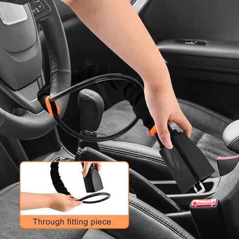 Car Steering Wheel & Seat Belt Lock, Universal Anti-Theft Device Lock with 3 Keys for Car Security Fit Most Vehicles Truck SUV Van, High Visibility and Light-Weight, Easy to Store in Kuwait