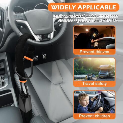 Car Steering Wheel & Seat Belt Lock, Universal Anti-Theft Device Lock with 3 Keys for Car Security Fit Most Vehicles Truck SUV Van, High Visibility and Light-Weight, Easy to Store in Kuwait