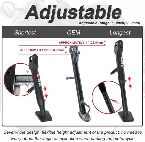 مسند Xitomer قابل للتعديل متوافق مع Ninja 125 Z125 2019-2024، Ninja 250SL Z250SL 2015-2016، NINJA ZX-4R / RR 2023-2025، حامل جانبي قابل للتعديل 3 بوصات in Kuwait