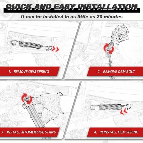 مسند Xitomer قابل للتعديل متوافق مع Ninja 125 Z125 2019-2024، Ninja 250SL Z250SL 2015-2016، NINJA ZX-4R / RR 2023-2025، حامل جانبي قابل للتعديل 3 بوصات in Kuwait