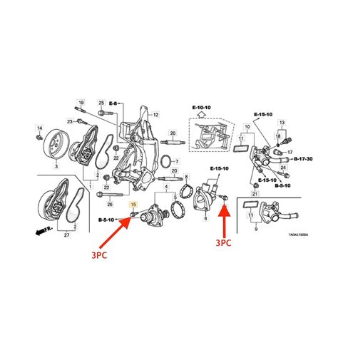 مجموعة مسامير مبيت ترموستات OEM الأصلية متوافقة مع Honda Accord 2003-2012 3 قطعة (6x28) و3 قطعة (6x19) in Kuwait