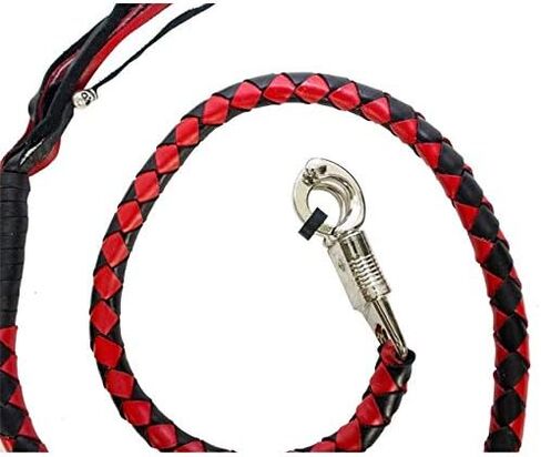 Motorcycle Biker Get Back Whip Genuine Leather 42" Long Black & Red in Saudi Arabia