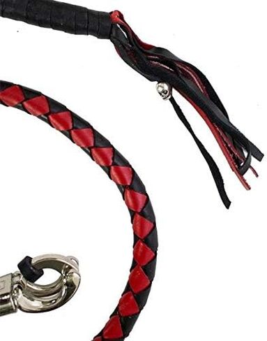 Motorcycle Biker Get Back Whip Genuine Leather 42" Long Black & Red in Saudi Arabia