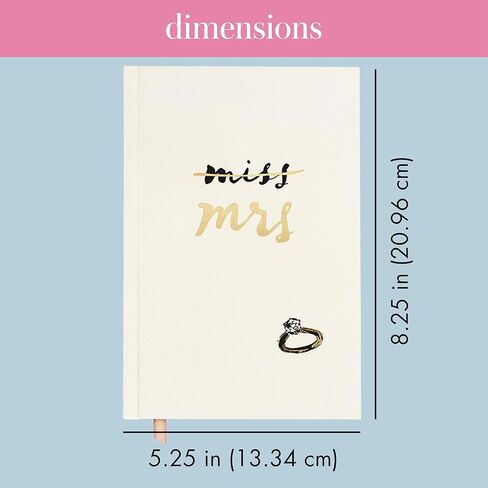 كيت سبيد نيويورك دفتر يوميات الزفاف، 8.25 بوصة × 5.25 بوصة غلاف فني مع 200 صفحة مسطرة، Miss to Mrs. in Kuwait
