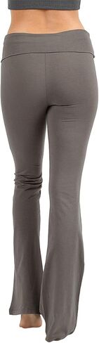 Womens & Plus Stretch Cotton Foldover Waist Bootcut Workout Yoga Pants, (Black, 1X) in Saudi Arabia