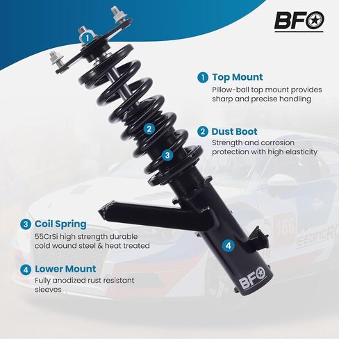 BFO Coilovers for Honda Civic DX/EX/GX/HX/LX/Si 2001-2005, Height Adjustable Coilovers Suspension Kit, Preset Damping Shock Absorber Struts, Lowering Kit Black in Kuwait
