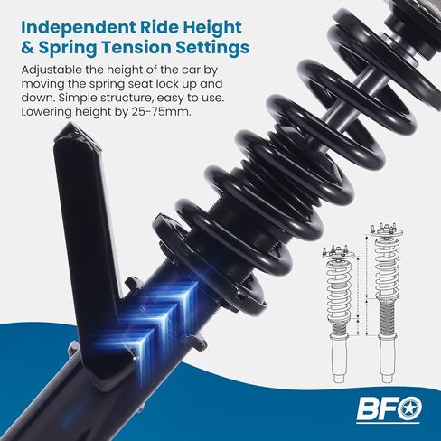 BFO Coilovers for Honda Civic DX/EX/GX/HX/LX/Si 2001-2005, Height Adjustable Coilovers Suspension Kit, Preset Damping Shock Absorber Struts, Lowering Kit Black in Kuwait