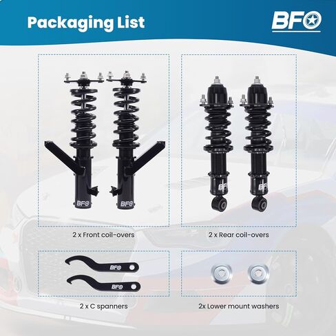 BFO Coilovers for Honda Civic DX/EX/GX/HX/LX/Si 2001-2005, Height Adjustable Coilovers Suspension Kit, Preset Damping Shock Absorber Struts, Lowering Kit Black in Kuwait