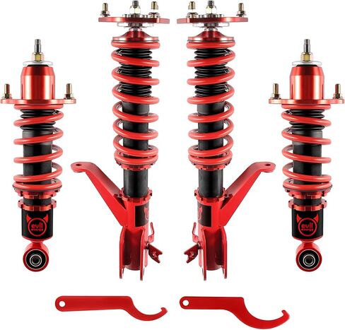 EVIL ENERGY Coilovers Compatible for Honda Civic DX/EX/GX/HX/LX/Si 2000-2006, Height Adjustable Coilovers Suspension Lowering Kit, Red ﻿ in Saudi Arabia