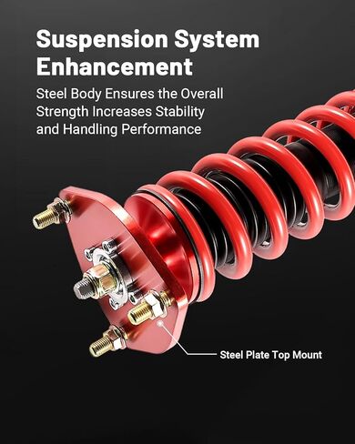 EVIL ENERGY Coilovers Compatible for Honda Civic DX/EX/GX/HX/LX/Si 2000-2006, Height Adjustable Coilovers Suspension Lowering Kit, Red ﻿ in Saudi Arabia