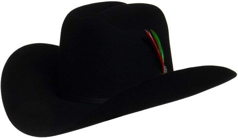 Wide Brim Brown Felt Cowboy Hat with Silver Buckle Band for Men Western Rodeo Ranch Festival Hat Gift Box in Kuwait