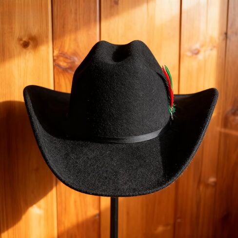 Wide Brim Brown Felt Cowboy Hat with Silver Buckle Band for Men Western Rodeo Ranch Festival Hat Gift Box in Kuwait