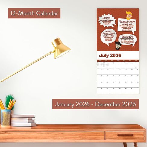 تقويم حائط نكتة أبي لعام 2026 | عام من نكت الأب المضحكة، والاقتباسات المضحكة، والتقويم المضحك للمكتب أو المنزل، احضرها للعمل من أجل زملائك في العمل in Kuwait