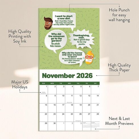 تقويم حائط نكتة أبي لعام 2026 | عام من نكت الأب المضحكة، والاقتباسات المضحكة، والتقويم المضحك للمكتب أو المنزل، احضرها للعمل من أجل زملائك في العمل in Kuwait