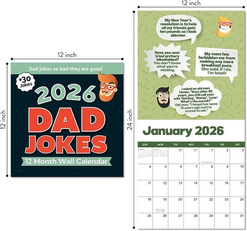 تقويم حائط نكتة أبي لعام 2026 | عام من نكت الأب المضحكة، والاقتباسات المضحكة، والتقويم المضحك للمكتب أو المنزل، احضرها للعمل من أجل زملائك في العمل in Kuwait