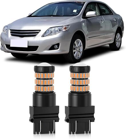مصابيح وامضة LED 3157 3457 4057 3156 من Amber Yellow متوافقة مع مصابيح إشارة الانعطاف الأمامية Toyota 2003-2013 Corolla وأضواء إشارة الانعطاف الخلفية Corolla 2003-2010، حزمة من 2 in Saudi Arabia