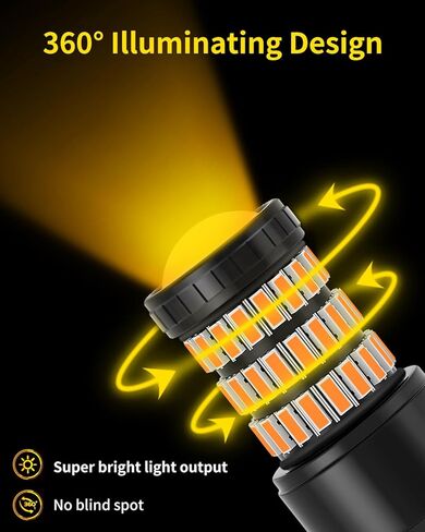 مصابيح وامضة LED 3157 3457 4057 3156 من Amber Yellow متوافقة مع مصابيح إشارة الانعطاف الأمامية Toyota 2003-2013 Corolla وأضواء إشارة الانعطاف الخلفية Corolla 2003-2010، حزمة من 2 in Saudi Arabia