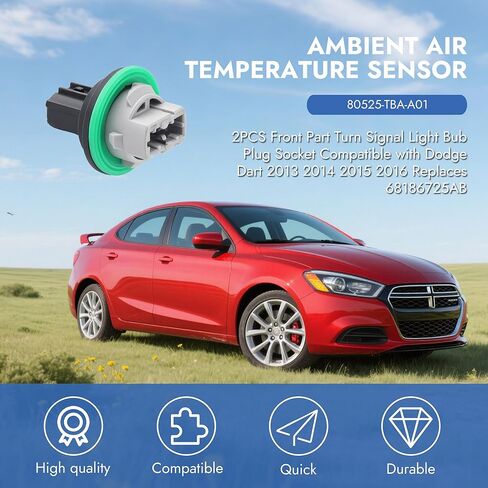 Replaces #68186725AB 2PCS Front & Rear Turn Signal Light Bulb Socket Kit for Dodge Dart 2013-2016 – Compatible with Headlamp Park Light, Brake Taillamp – Plastic Black Connector Set in Saudi Arabia