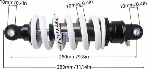 250mm 9.8" Rear Shock Absorber Heavy-Duty 11mm Spring Suspension Max Load 800 lbs 10mm Mount for Pit Bike Dirt Bike Motorcycle ATV Quad Buggy Go Kart 50cc–150cc For Kawasaki KLX110 Apollo Coolster 125 in Kuwait