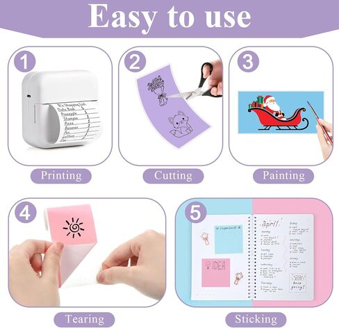 40 Rolls Mini Printer Thermal Sticker Paper, Self-Adhesive Thermal Printer Paper 20 Rolls of White & 20 Roll of Colour for Pocket Inkless Portable Printers to Print Photo To-do Lists Note in Saudi Arabia