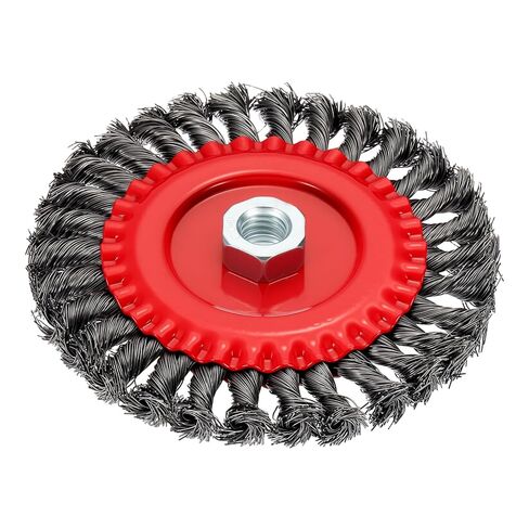 4.5 Inch Wire Wheel Brush for Grinder - 5 Pcs - Carbon Steel Knotted(0.02" Wire Size) Wire Wheel for Angle Grinder with 5/8"-11 Arbor - Good for Cleaning Rust Paint Abrasive(Red) in Kuwait