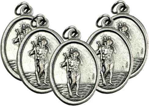 Westmon Works St Christopher Medal Set Italian Metal Medallions with USA Made Laminated Holy Card, Pack of 5 in Saudi Arabia