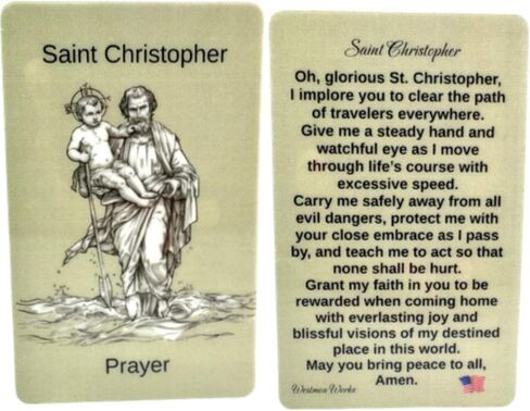 Westmon Works St Christopher Medal Set Italian Metal Medallions with USA Made Laminated Holy Card, Pack of 5 in Saudi Arabia