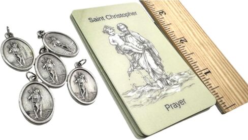 Westmon Works St Christopher Medal Set Italian Metal Medallions with USA Made Laminated Holy Card, Pack of 5 in Saudi Arabia